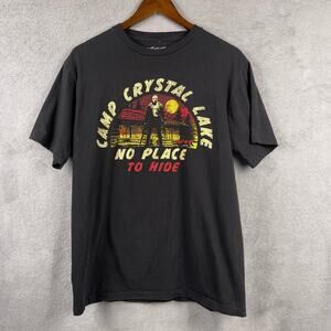 Friday the 13th T-Shirt Unisex SZ L Black Retro Camp Crystal Lake Jason Horror